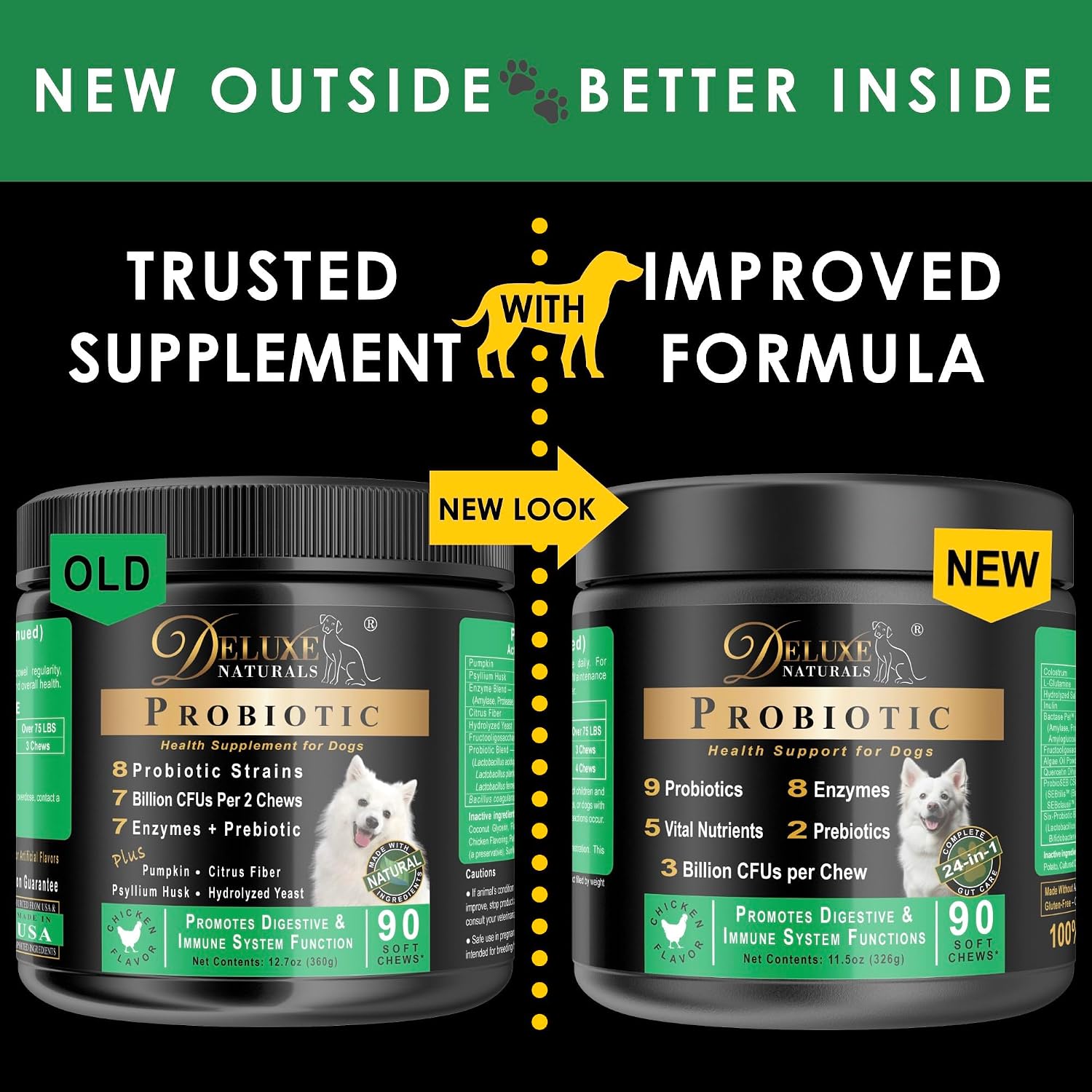 Deluxe Naturals Probióticos para Perros - 90 Masticables Sabor Pollo