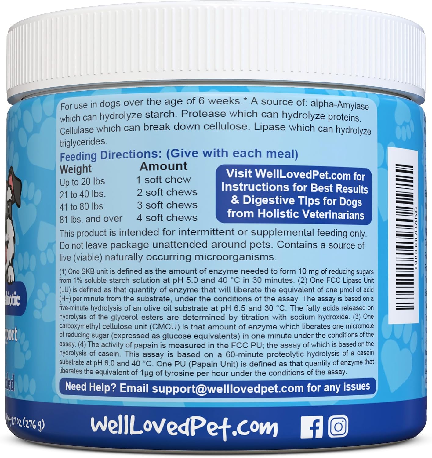 Well Loved Probióticos para Perros – Masticables Suaves con Prebióticos y Enzimas Digestivas