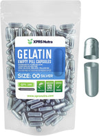 XPRS Nutra Cápsulas Vacías Tamaño 00 - 100 Unidades - Cápsulas de Gelatina Vacías para Rellenar Suplementos (Plateado)
