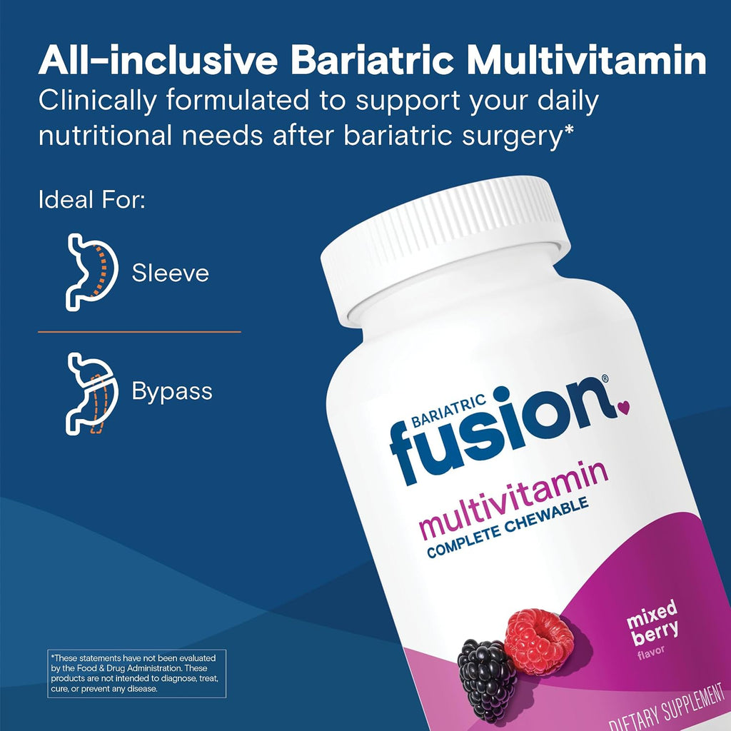 Bariatric Fusion Multivitamínico con Hierro - 120 Comprimidos Masticables - Sabor Berry Mixto