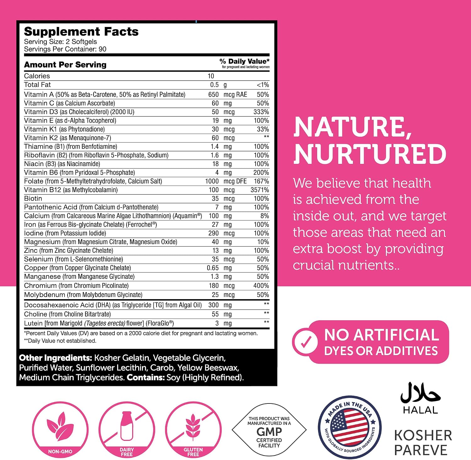 Zahler Prenatal +DHA 300 - Prenatal Vitamins with Methylated Folate and DHA - 180 Softgels