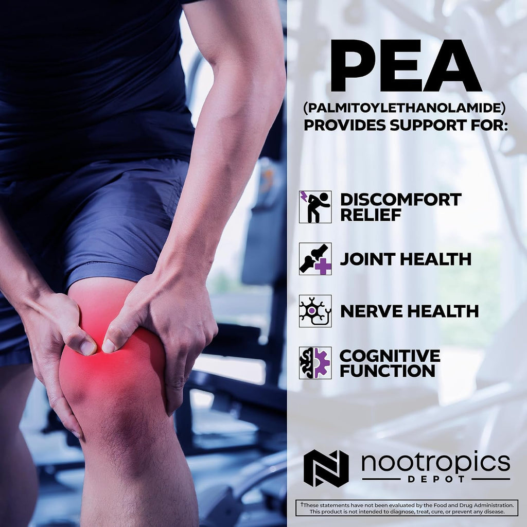 Nootropics Depot Palmitoiletanolamida (PEA) 400mg Cápsulas - Apoyo Articular, Nervioso e Inmune - 180 Cápsulas