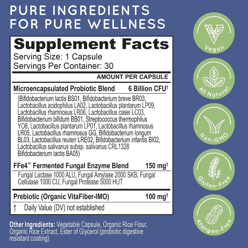 Essential Source TriActive Biotics – Probiotics with Prebiotics & Digestive Enzymes – 6 Billion CFUs – 30 Capsules
