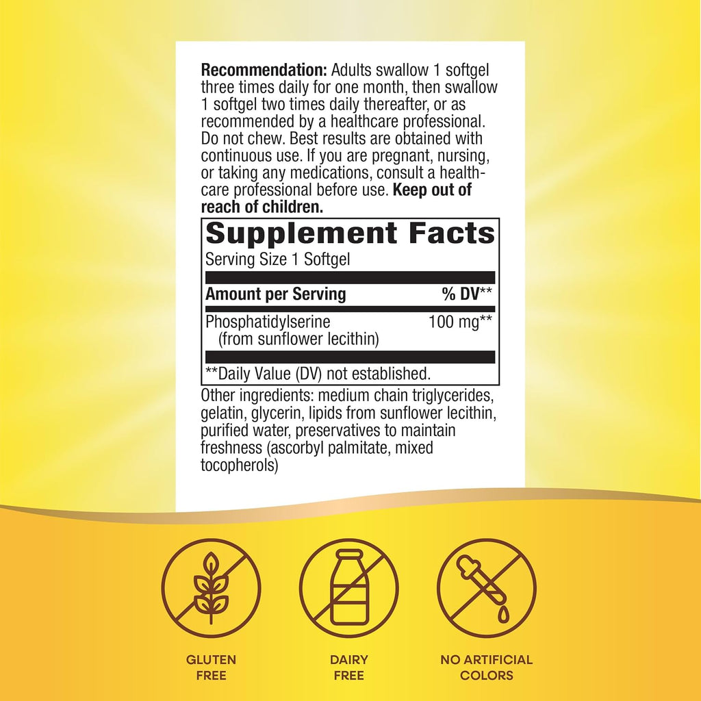 Nature's Way Fosfatidilserina, 100 mg por Cápsula, 60 Cápsulas Blandas
