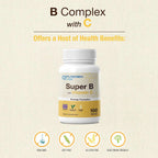 Puregen Labs Super B Energy Complex con Vitamina C - Salud Inmunitaria, Energía y Sistema Nervioso - Sin Gluten, No Transgénico, 100 Comprimidos Vegetales