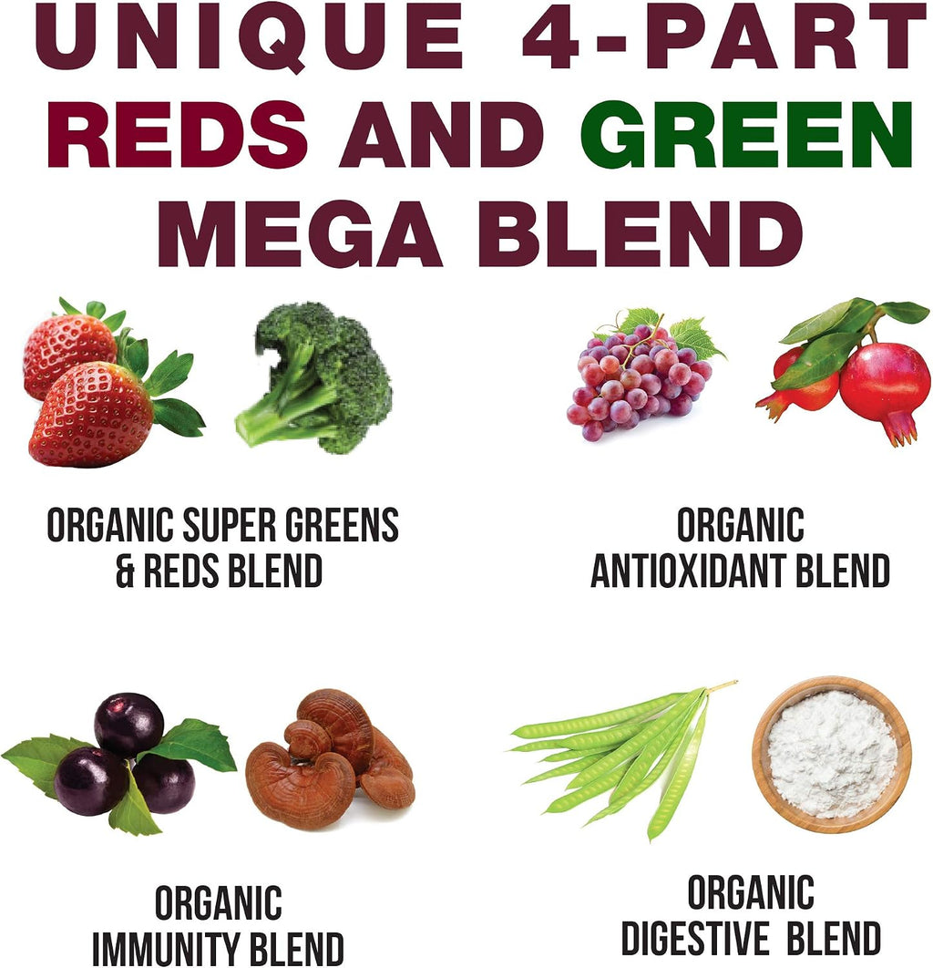 Peak Performance Kids Greens and Reds Superfood Powder - Polvo de Superalimentos Orgánicos con 25+ Frutas y Verduras para Niños