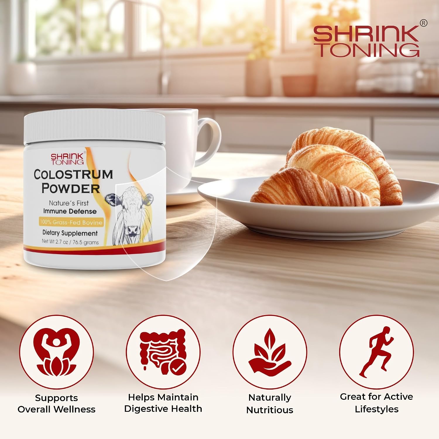 Shrink Calostro en Polvo 76.5g – Suplemento Natural de Calostro Bovino para la Salud General