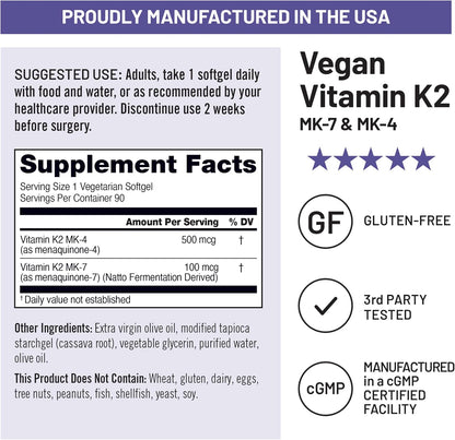 NatureWise Vitamina K2 600mcg con MK-7 100mcg y MK-4 500mcg - Complejo K para Huesos y Corazón - Vegano, Sin Gluten - 90 – Image 4