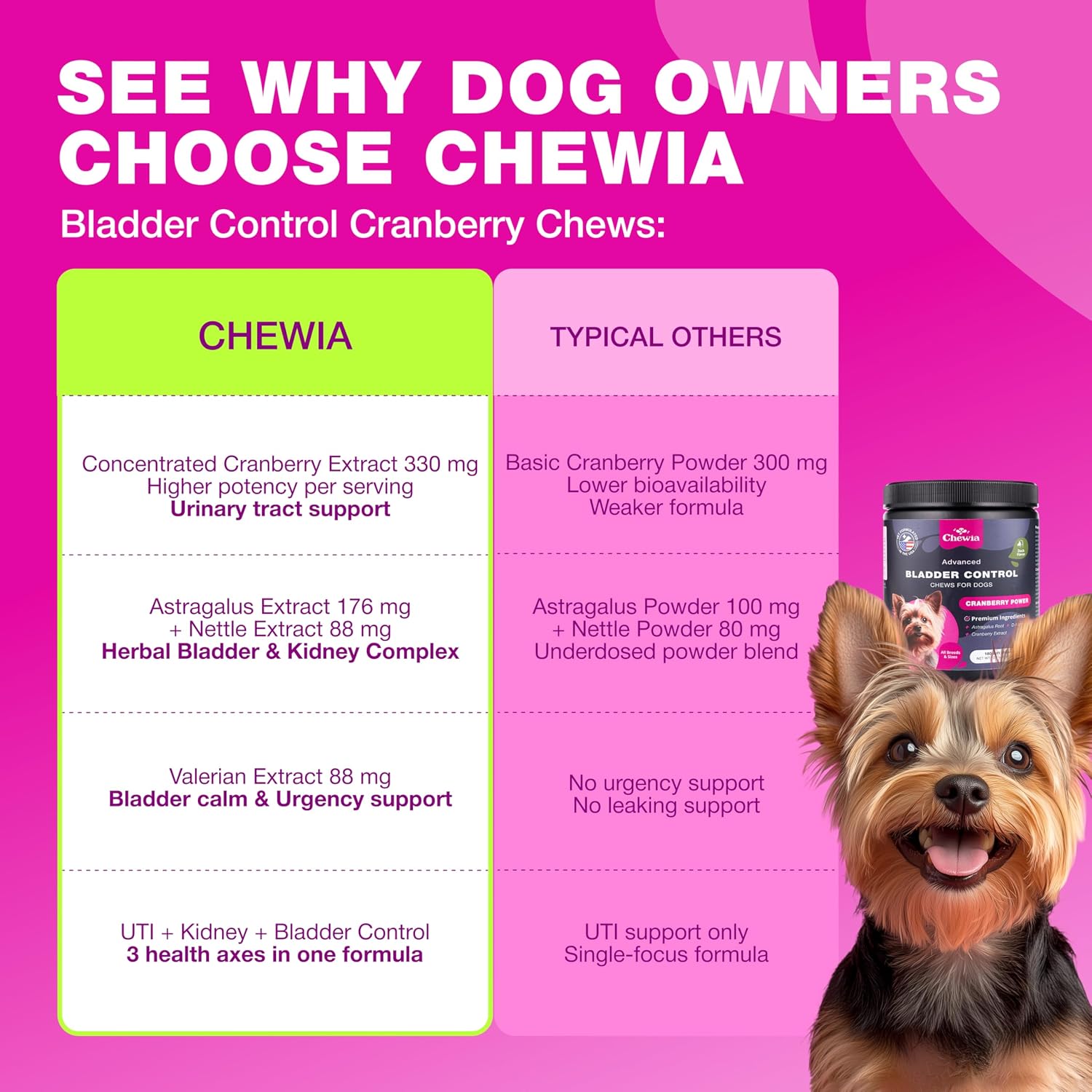 Suplemento de arándano rojo para perros – Salud de vejiga y riñones – CHEWIA
