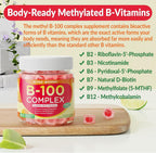 Super Vitamin B Complex Gummies - Complejo B Metilado con Vitamina C, Colina, Inositol y PABA - 60 Gominolas Veganas
