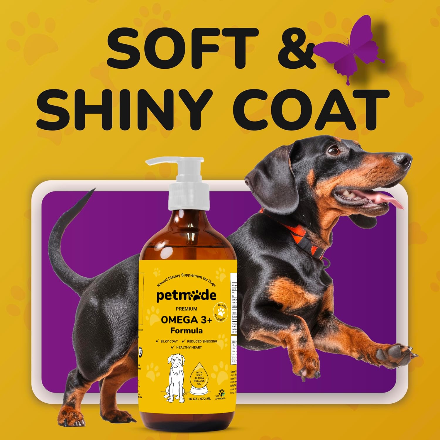 Omega 3 para Perros con Aceite de Abadejo de Alaska - Suplemento de Piel y Pelaje - 473 ml