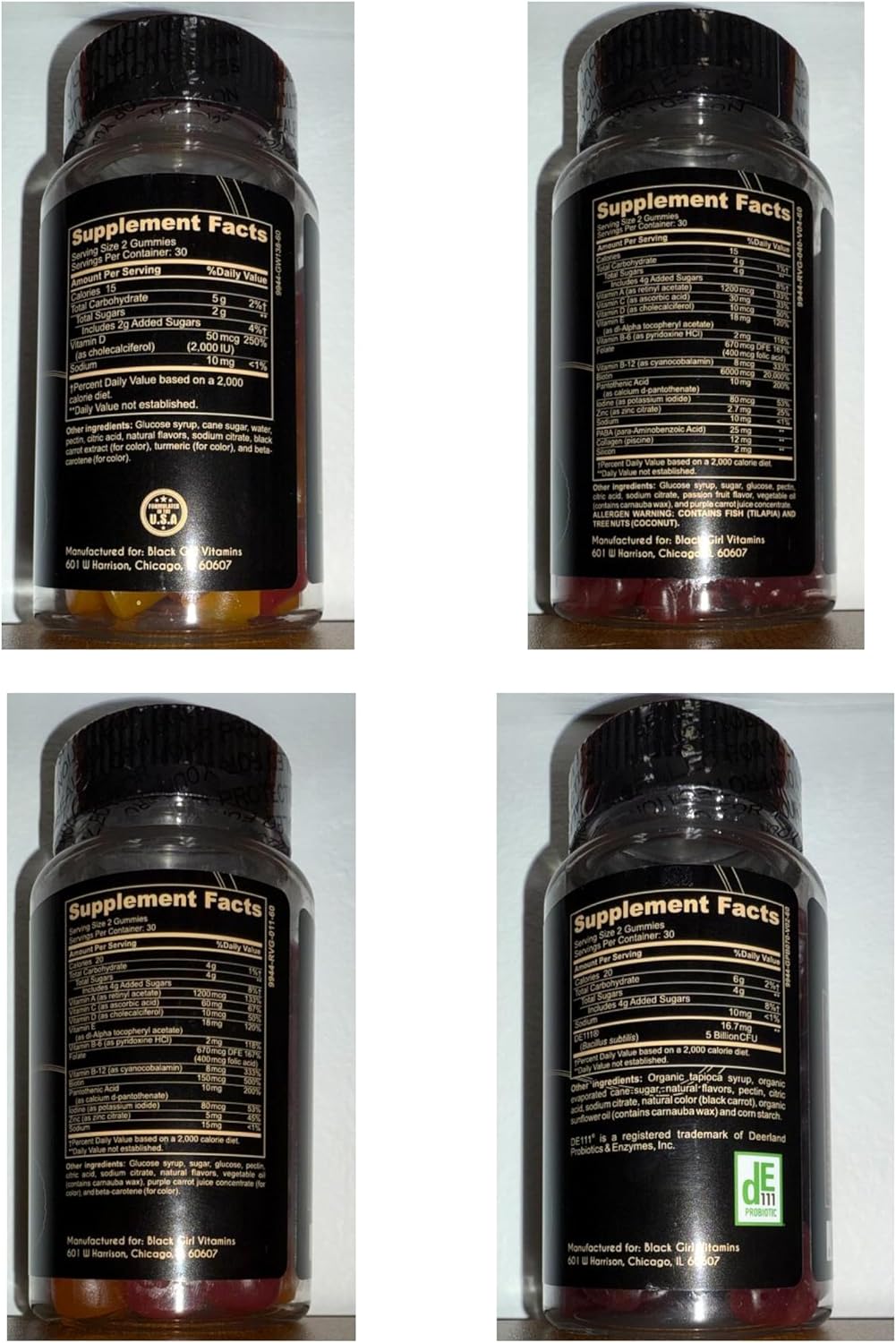 Black Girl Vitamins Complete Wellness Essentials - Pack de 30 Días con Gominolas de D3, Probióticos, Cabello-Piel-Uñas + Musgo Marino - 8 Nutrientes Clave para el Apoyo Inmunológico, de la Piel y la Energía