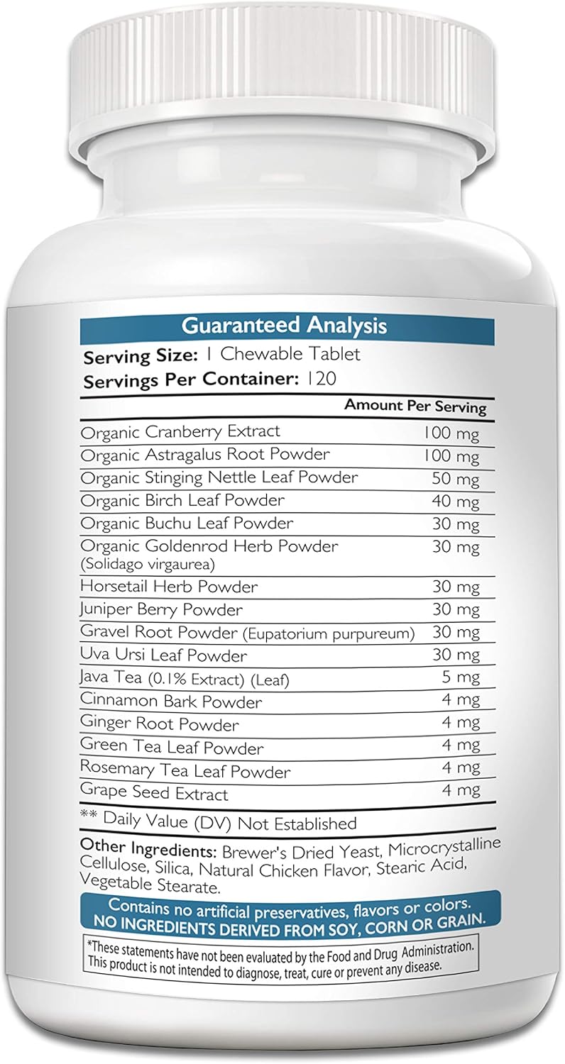 Nutrition Strength Kidney Support for Dogs - Apoyo Renal, Vejiga y Tracto Urinario, con Arándano Rojo Orgánico y Astrágalo, 120 Comprimidos Masticables