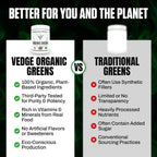 VEDGE Nutrition Organic Greens – Superalimentos Verdes Veganos en Polvo – 30 Raciones – Sabor Bayas Mixtas