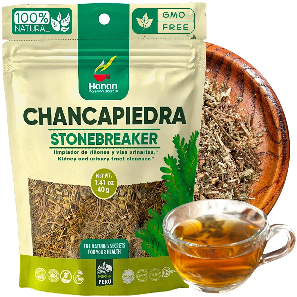 Hanan Chanca Piedra Hoja Suelta 40g - Té de Hierbas Chancapiedra 100% Natural Cultivado en Perú