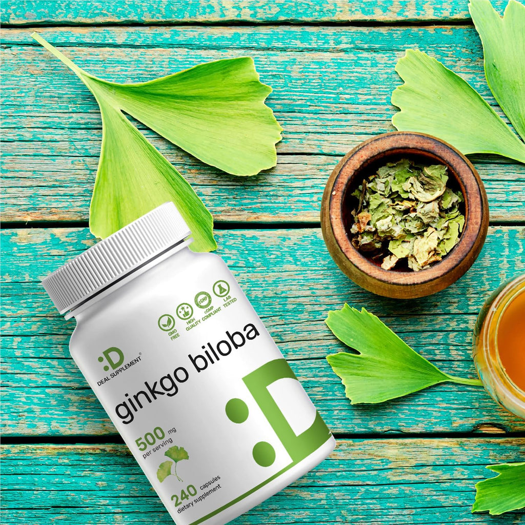 DEAL SUPPLEMENT Ginkgo Biloba 500mg - 240 Cápsulas - 4 Meses de Suministro