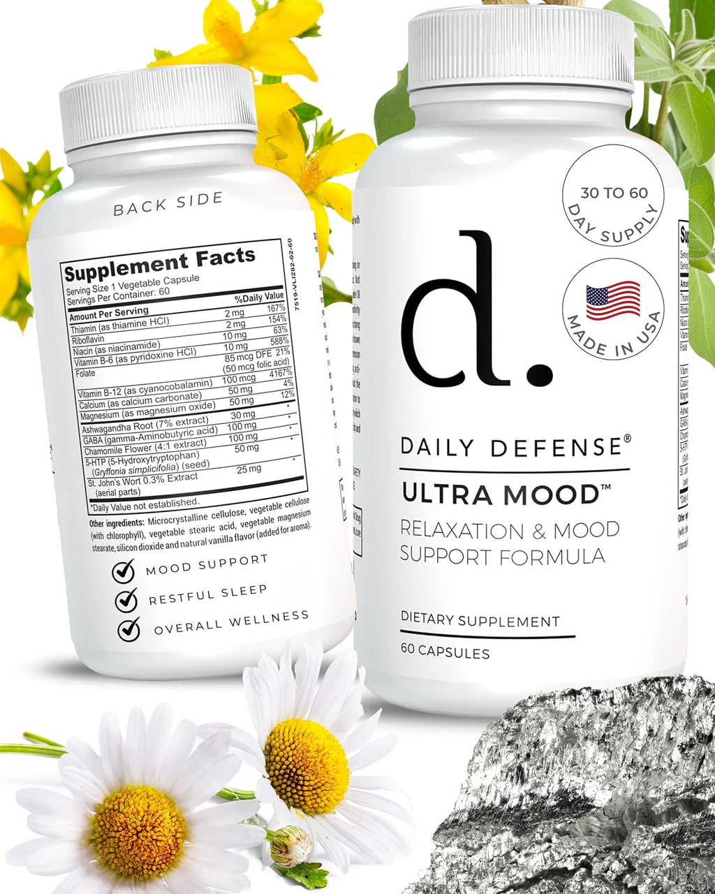 Daily Defense Mood Support Supplement - Ultra Mood 60 Comprimidos