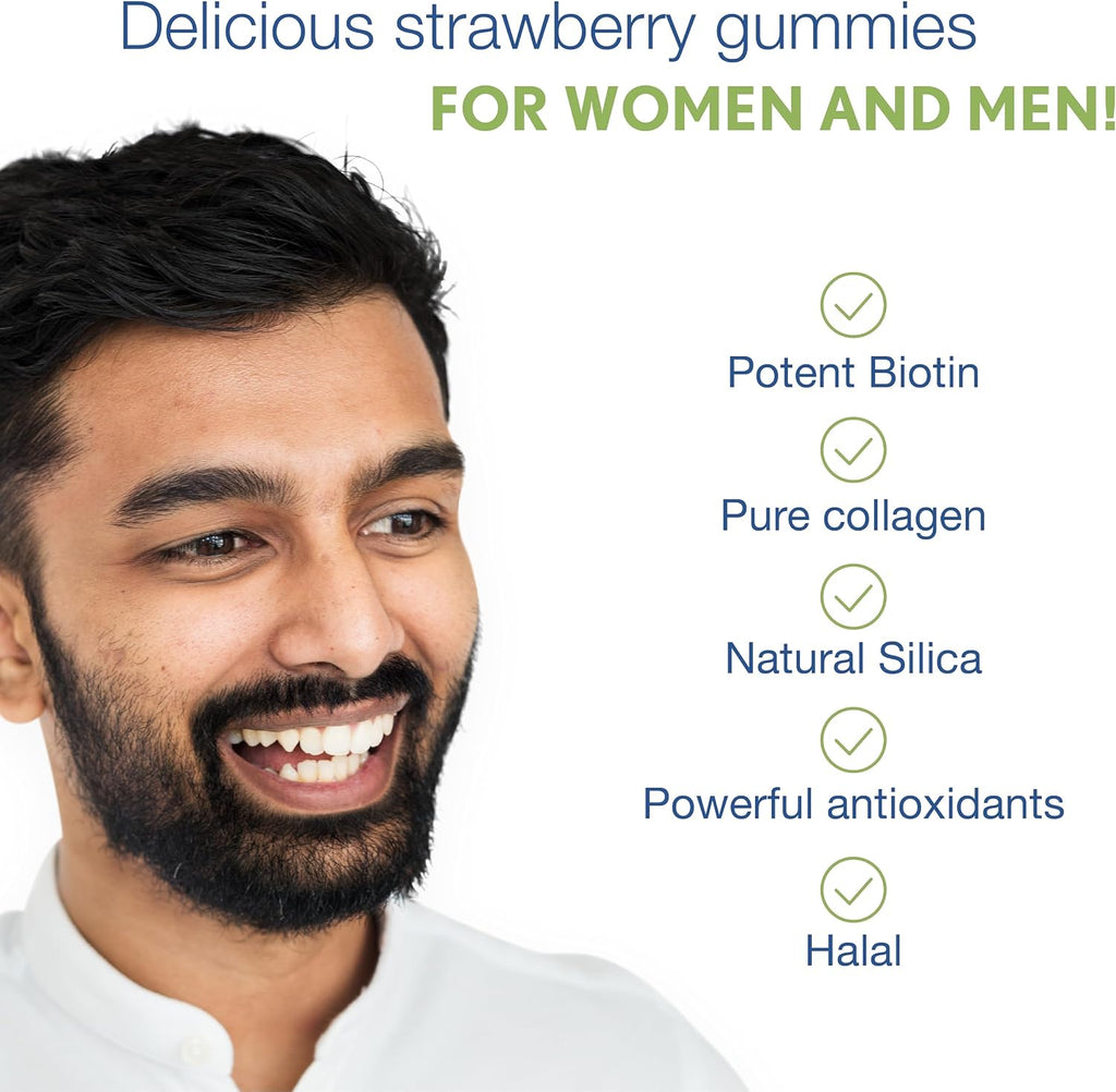 Noor Vitamins Gominolas de Biotina, Colágeno y Sílice para Cabello, Piel y Uñas - 90 Gominolas