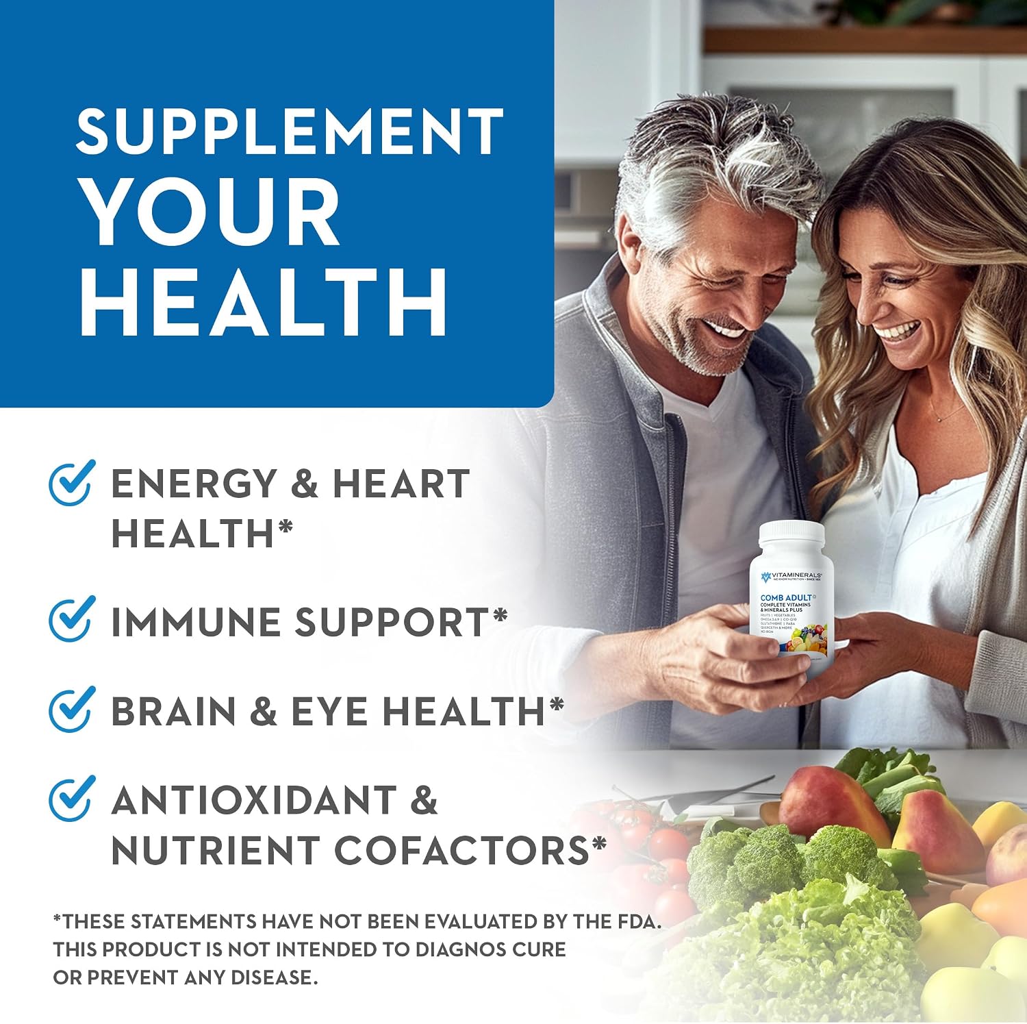 Vitaminerals CombAdult Fórmula Integral Multivitamínica y Mineral (180 Cápsulas Vegetales)