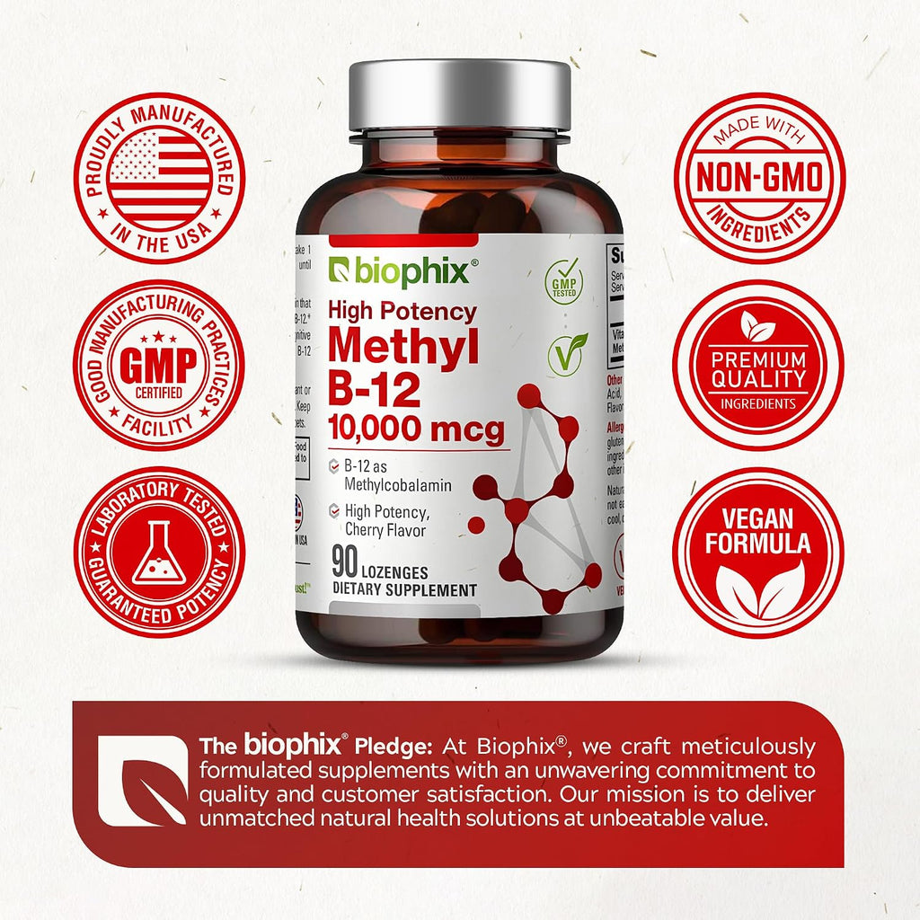 biophix Metilcobalamina B12 10000 mcg - 90 Comprimidos Veganos Sabor Cereza