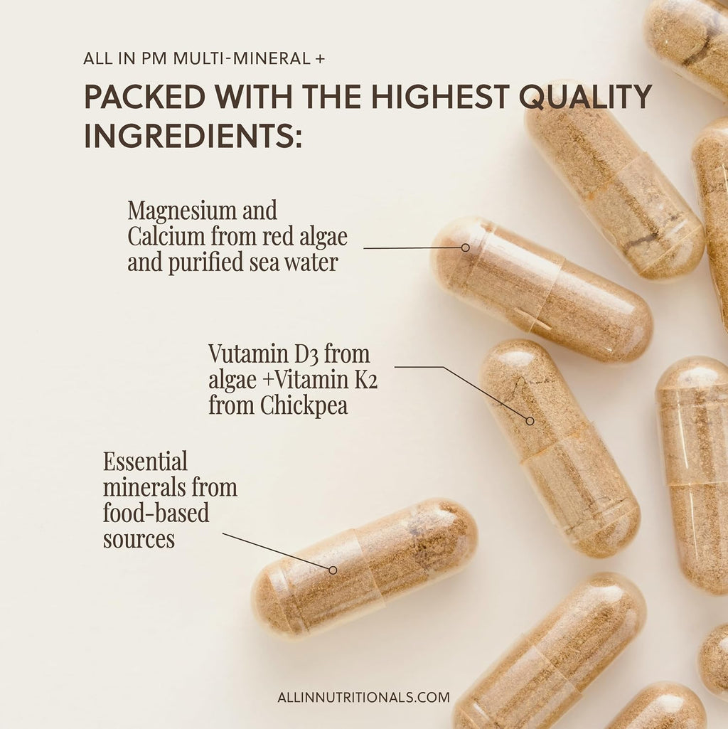 All In Nutritionals PM Multi-Mineral+ - Minerales Integrales para la Noche, Vegano