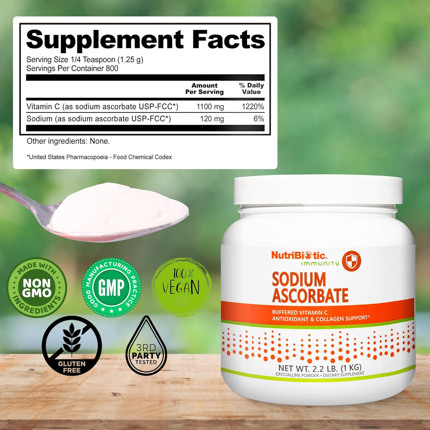 NutriBiotic - Sodium Ascorbate Vitamin C Powder, 2.2 Lb (1 kg)