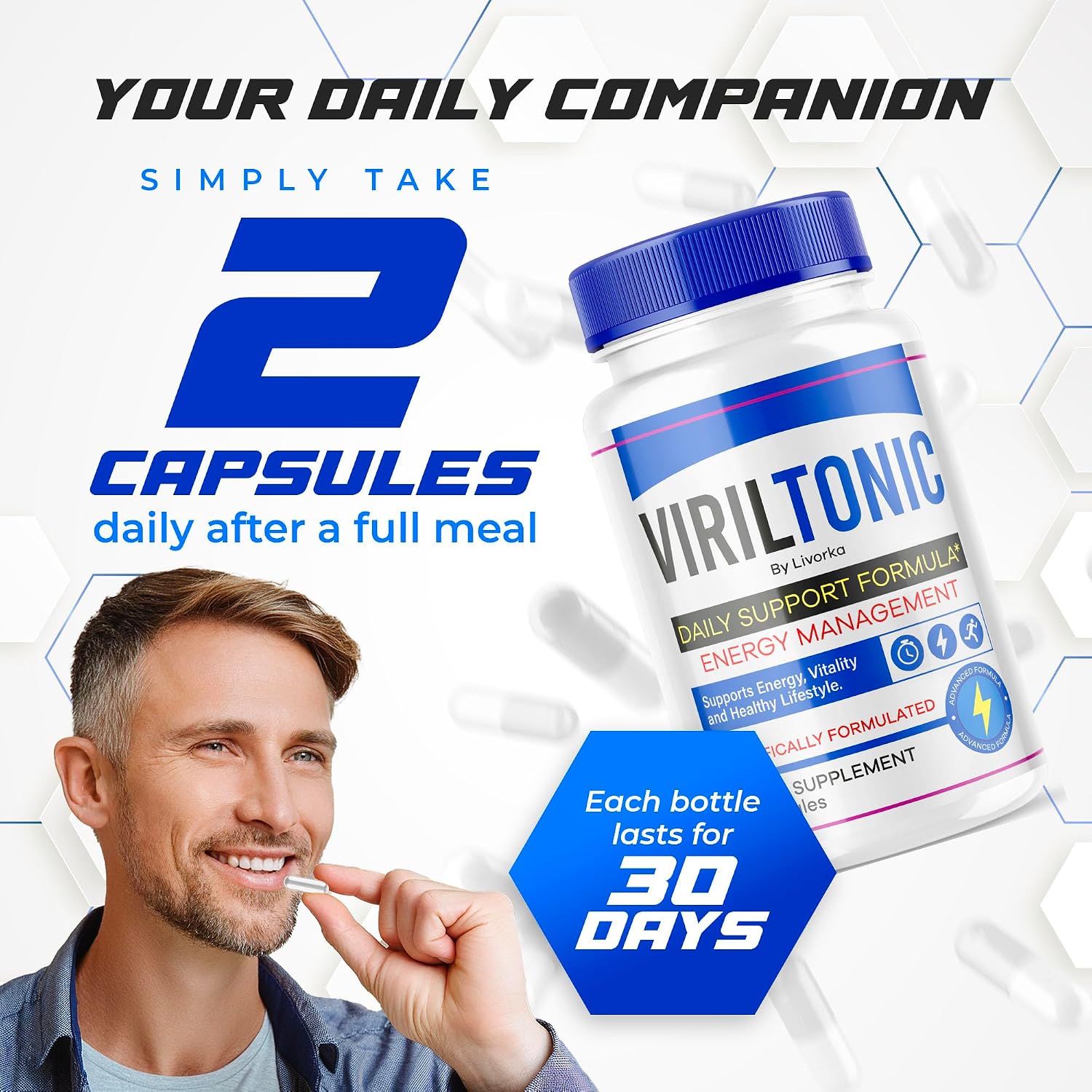 LIVORKA Viriltonic Cápsulas, Fórmula Avanzada de Apoyo (60 Cápsulas)