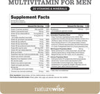 NatureWise Multivitamínico para Hombres - Complejo de Vitaminas, Minerales y Hierbas para Energía, Rendimiento e Inmunidad - con Vitamina A, C, D, Complejo B - Sin Soja ni Gluten, No GMO - 180 Cápsulas (3 Meses)