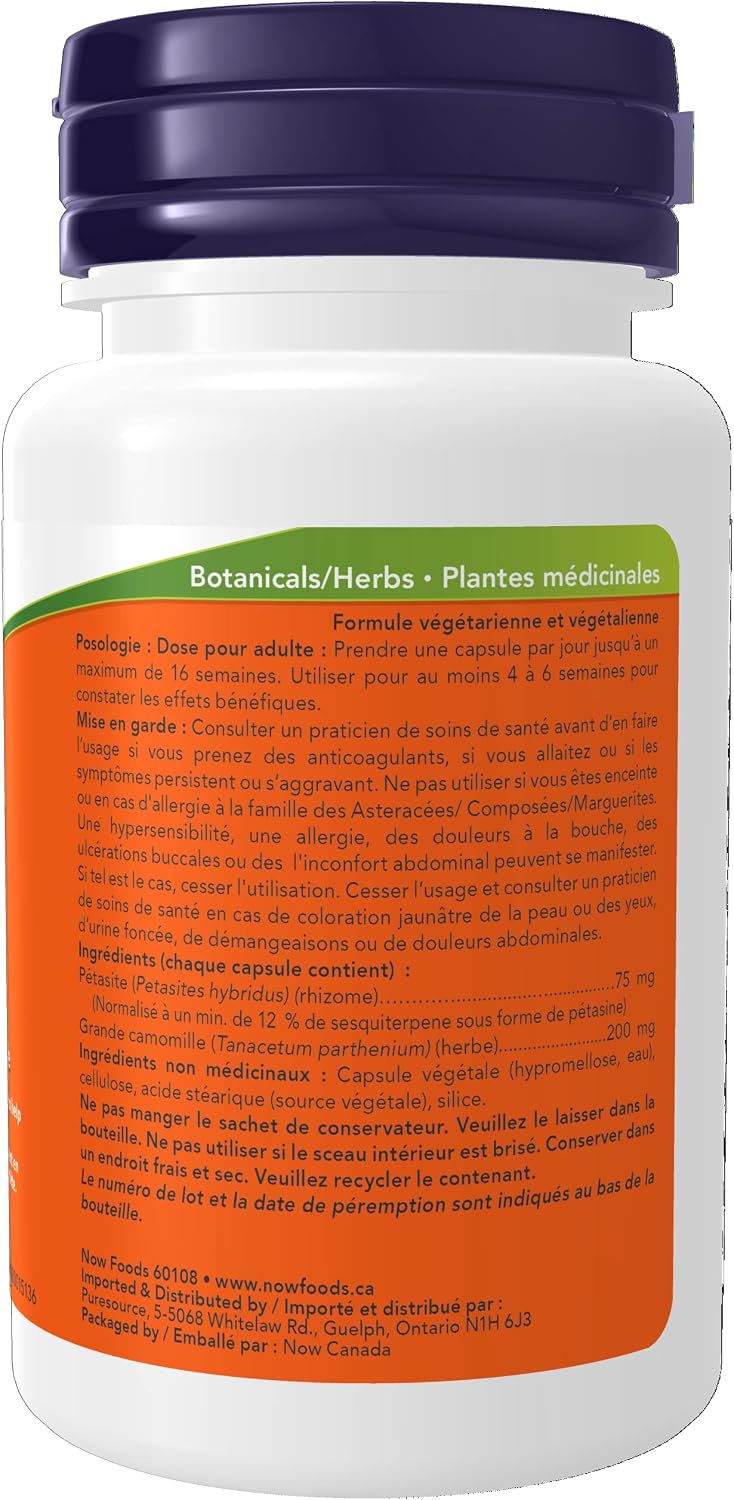 Now Foods Extracto de Petasita 75 mg, 60 Cápsulas Veganas