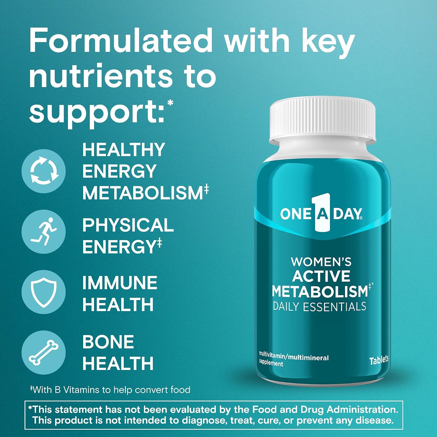 One A Day Women's Active Metabolism - Multivitamínico para Mujeres, 120 Comprimidos