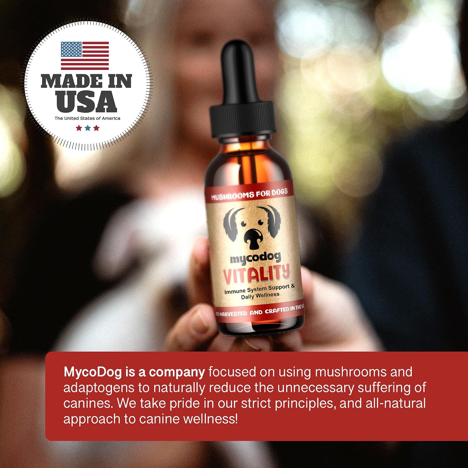 MycoDog Vitality - 20-in-1 Mushroom & Adaptogen Supplement for Dogs - Immune Health, Senior Dog, & Daily Wellness Support - Turkey Tail Mushroom for Dogs, Reishi, Chaga
