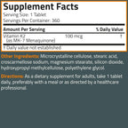 Bronson Vitamina K2 MK-7 100 mcg | 360 Comprimidos | Apoyo Óseo