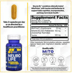NeuroLife Longevity Supplement - 500mg Taurina & 400mg Berberina - L-Ergotioneína MitoPrime - Apoyo Cerebral para Vitalidad Cognitiva - 60 Cápsulas