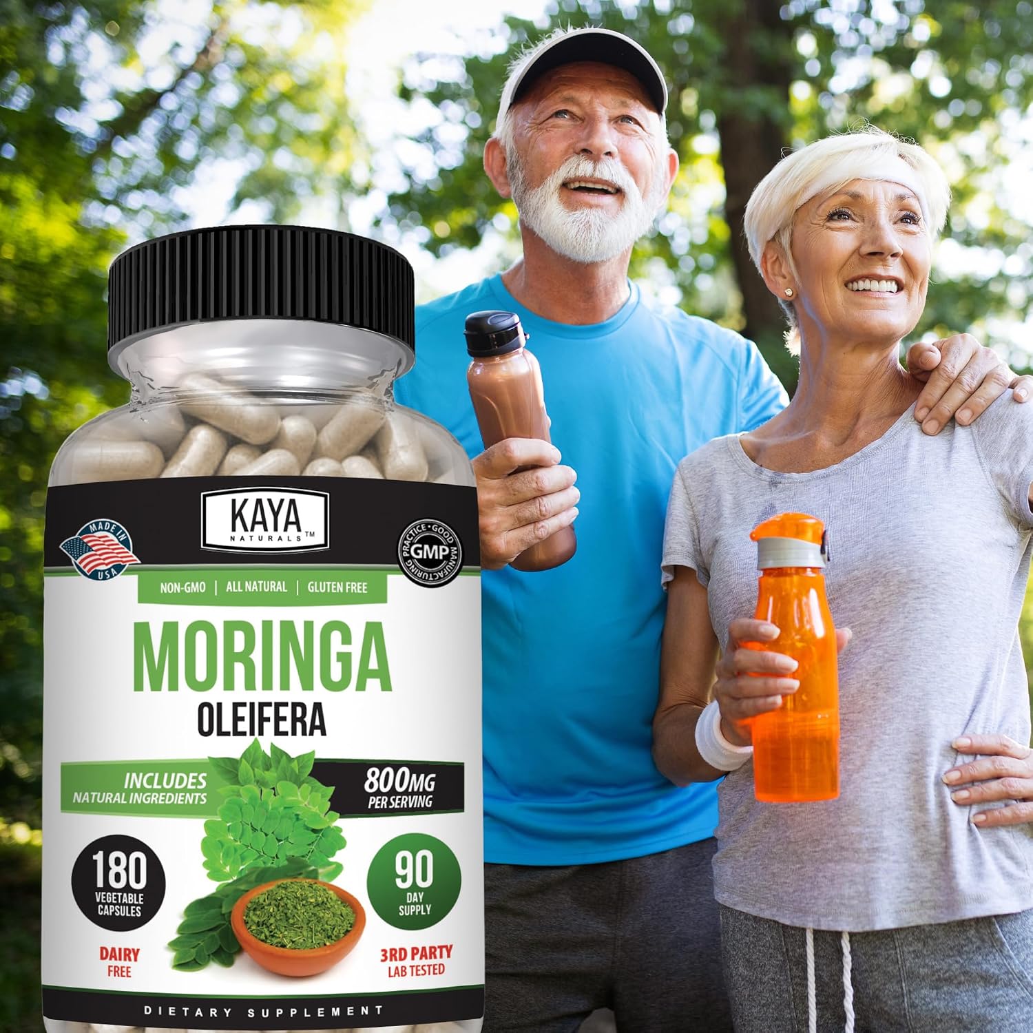 Kaya Naturals Extracto de Hoja de Moringa - Superfood Verde Completo - 180 Cápsulas Vegetales
