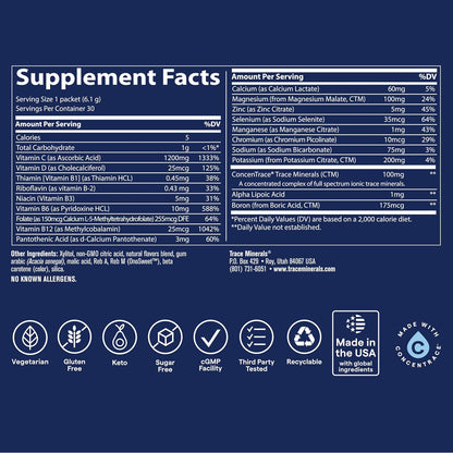 Trace Minerals Power Pak Multivitamínico y Multimineral - Sobres de 1200 mg Vitamina C con 70+ Minerales Traza - Sin Azúcar – Image 3