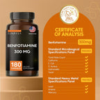 Zenavea Benfotiamina 300 mg – 180 Cápsulas (Suministro para 3 Meses) – Vegano, Sin Gluten, No GMO