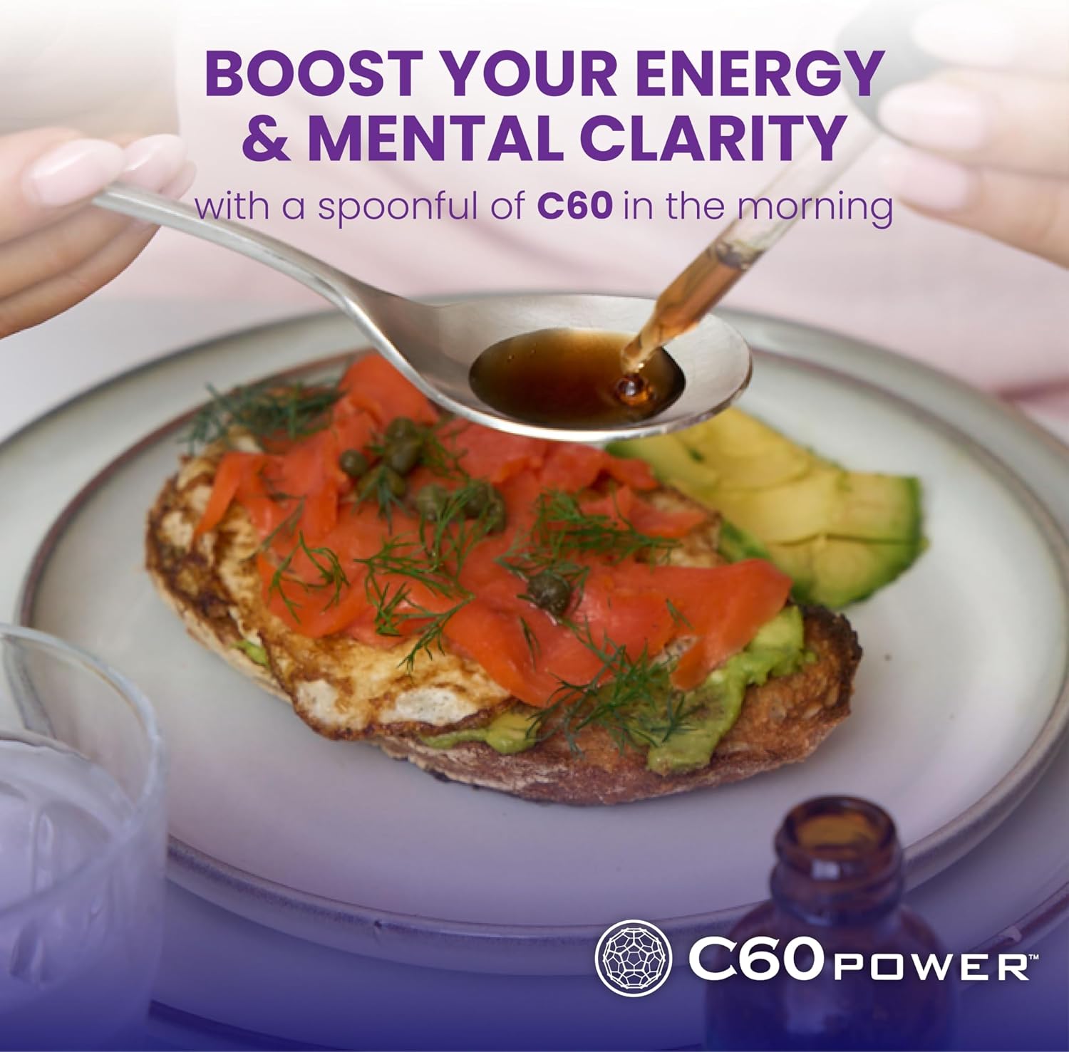 C60 Power con Aceite de Aguacate Orgánico - Apoyo Antioxidante Natural, 99,99% Fullerenos Puros - 118 ml