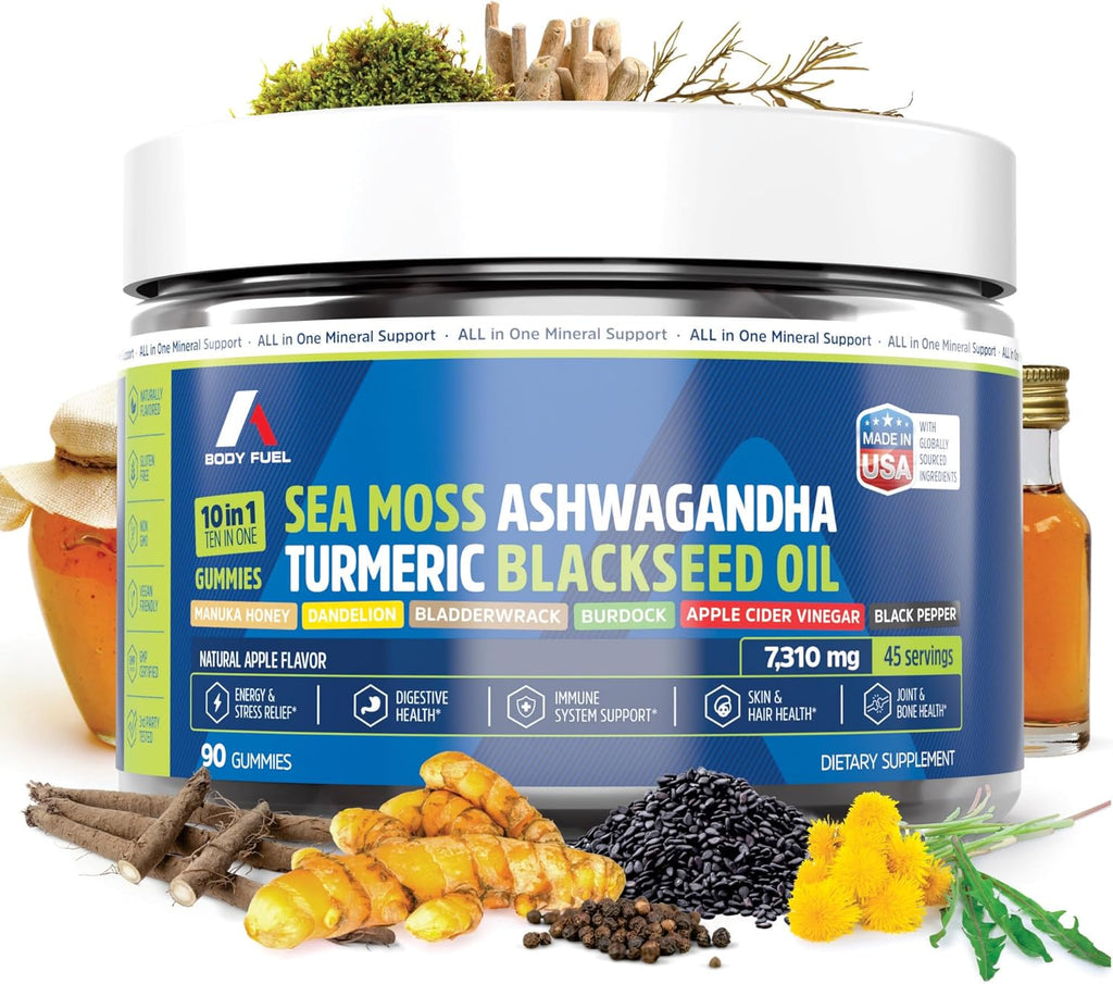 A1 Body Fuel Gominolas de Sea Moss, Fórmula 10 en 1, 90 unidades