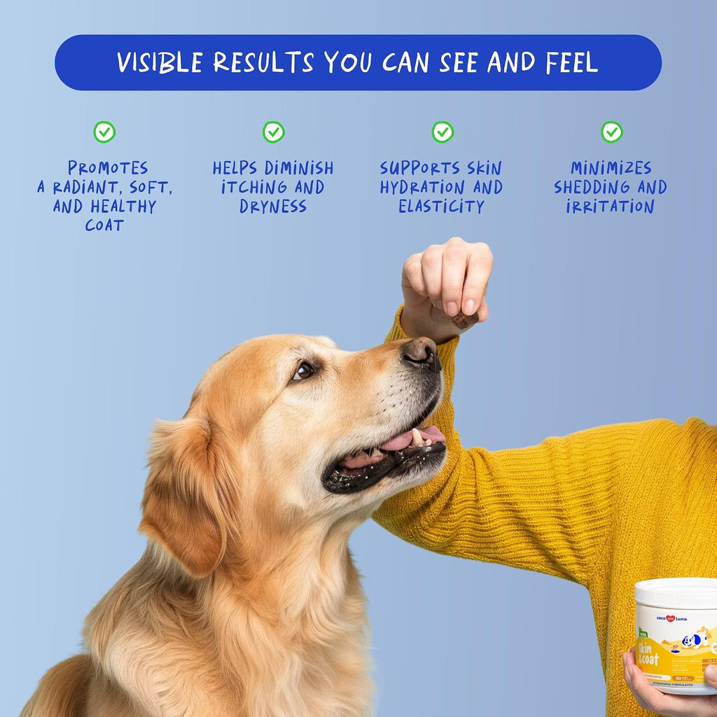 Omega 3 Fish Oil for Dogs - with Omega 3, 6, and 9, Vitamin E for Dog Shedding, Itchy, Dry Skin, Joint & Heart Support (Soft Chews)