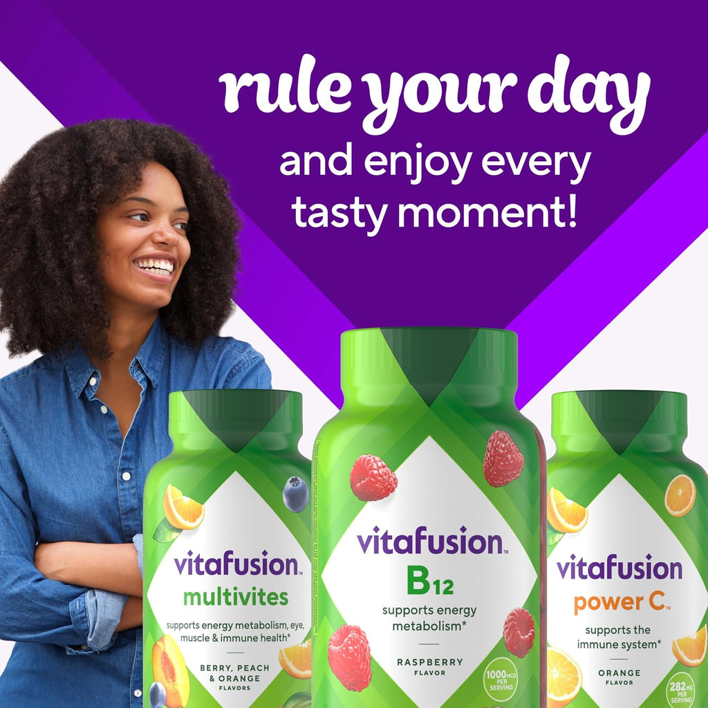 Vitafusion Vitamina B12 1000 mcg, 140 Gomitas, Sabor Frambuesa