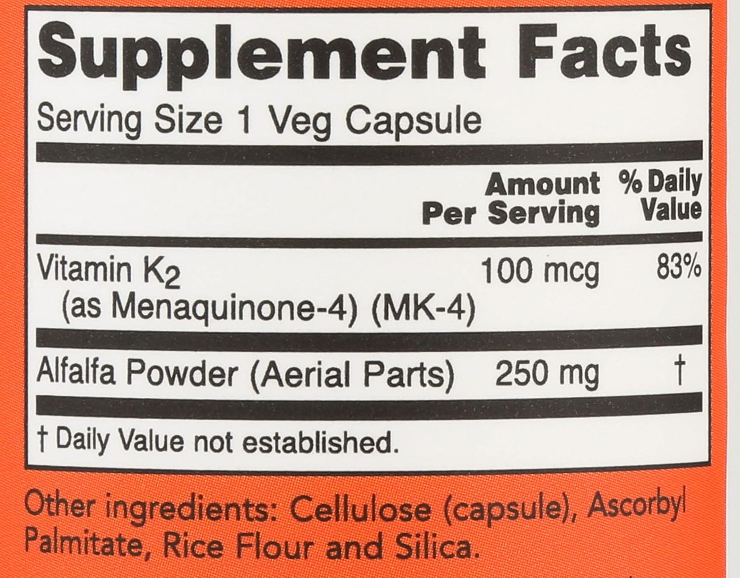 NOW Foods Vitamina K-2, 100 Cápsulas