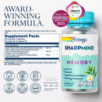 SOLARAY SharpMind Memory Formula - Complemento para la Memoria y Concentración - 60 cápsulas veganas