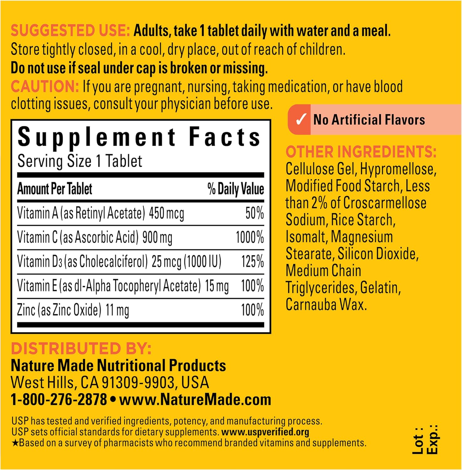Nature Made Super C Comprimidos con Vitamina D3 y Zinc, 1000 mg de Vitamina C, 60 Comprimidos