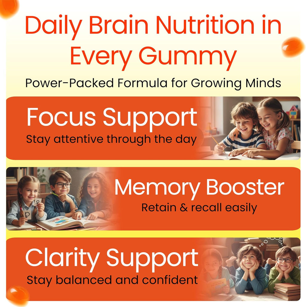Real Focus Omega 3 for Kids - Gominolas de DHA con sabor a naranja - 60 unidades