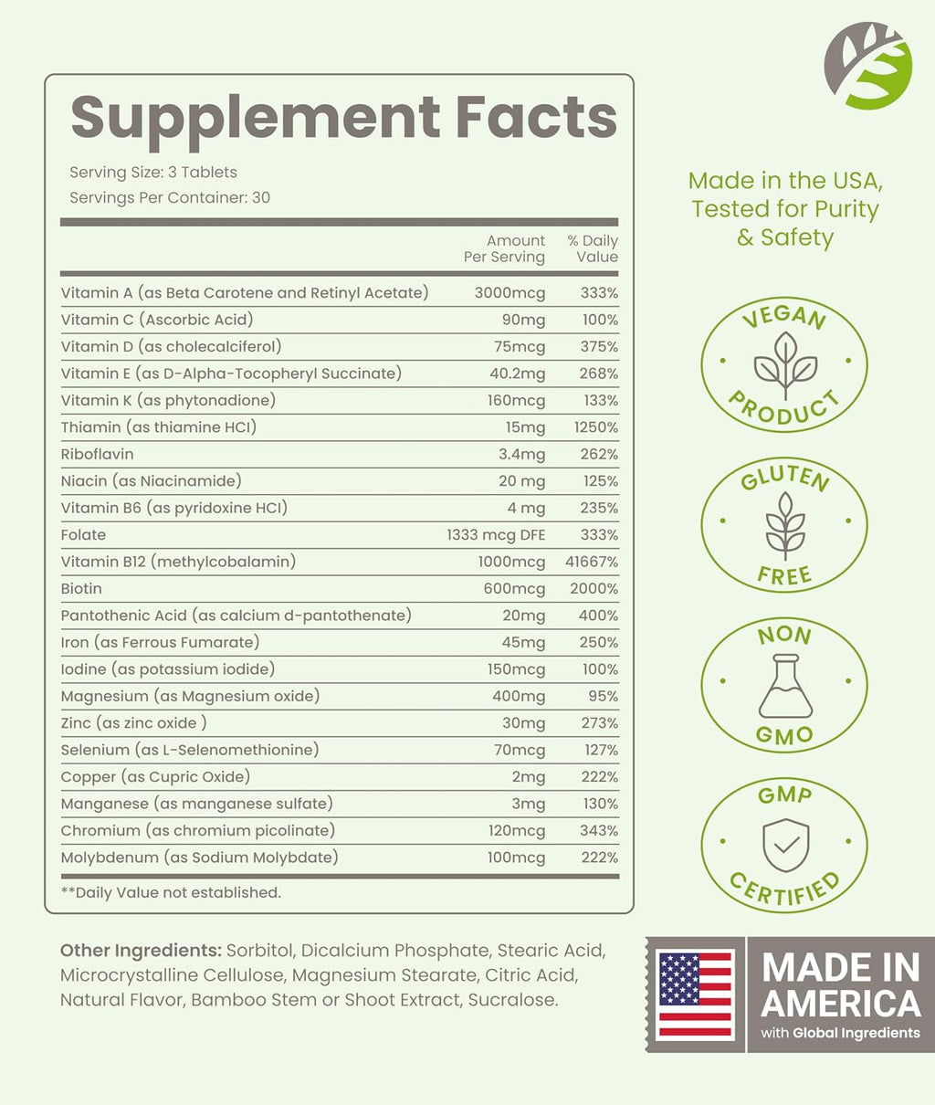 BariSlim Complete Multivitamínico Masticable para Bariátrica - 45 mg Hierro - 90 Comprimidos Sabor Bayas Mixtas