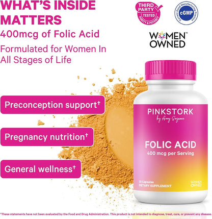 Pink Stork Ácido Fólico 400 mcg – 30 – Contribuye a la formación normal de las células sanguíneas. – Image 2
