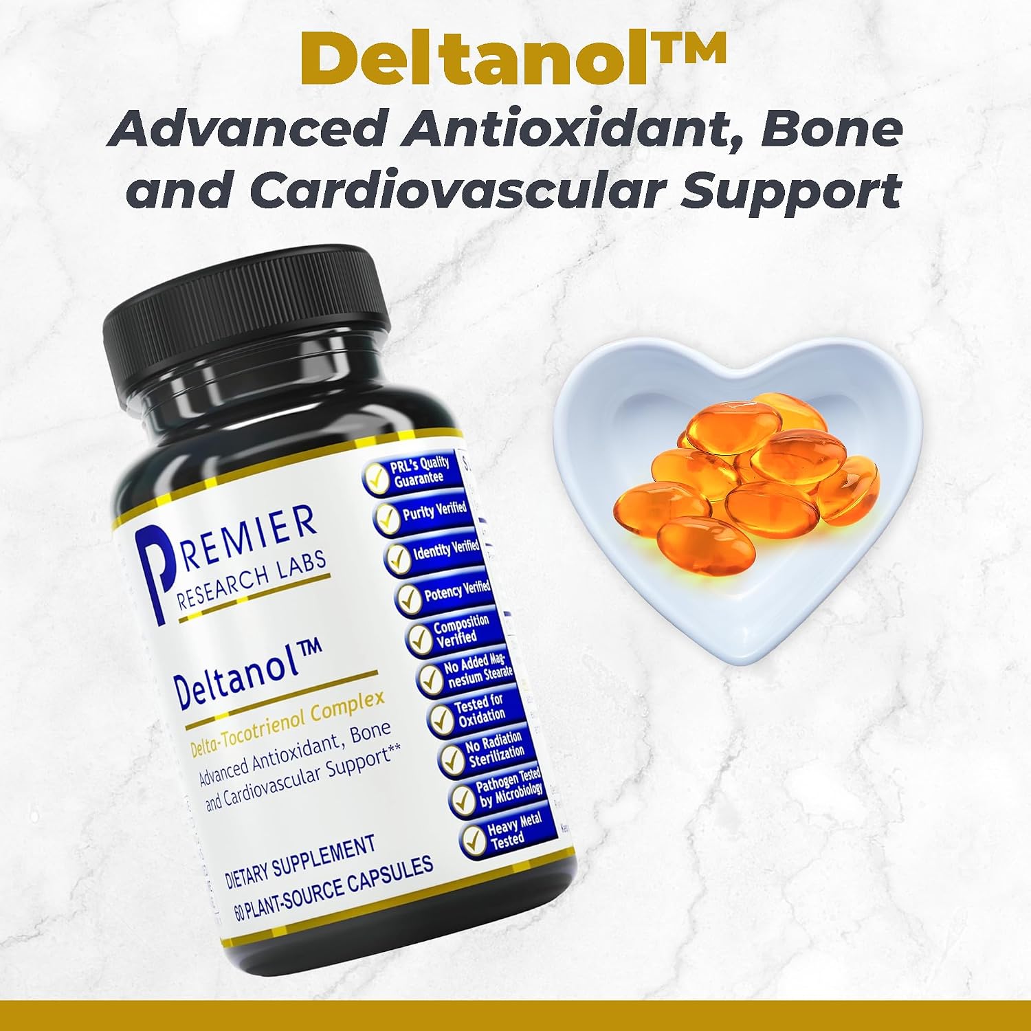 Premier Research Labs Deltanol - Tocotrienoles Vitamina E, 100 mg por Cápsula, 60 Cápsulas