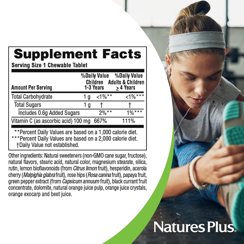 NaturesPlus Orange Juice Junior Vitamina C Masticable - 100 mg, 90 Comprimidos