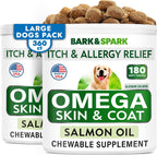 BARK&SPARK Omega 3 para Perros - 360 Golosinas de Aceite de Salmón con EPA y DHA