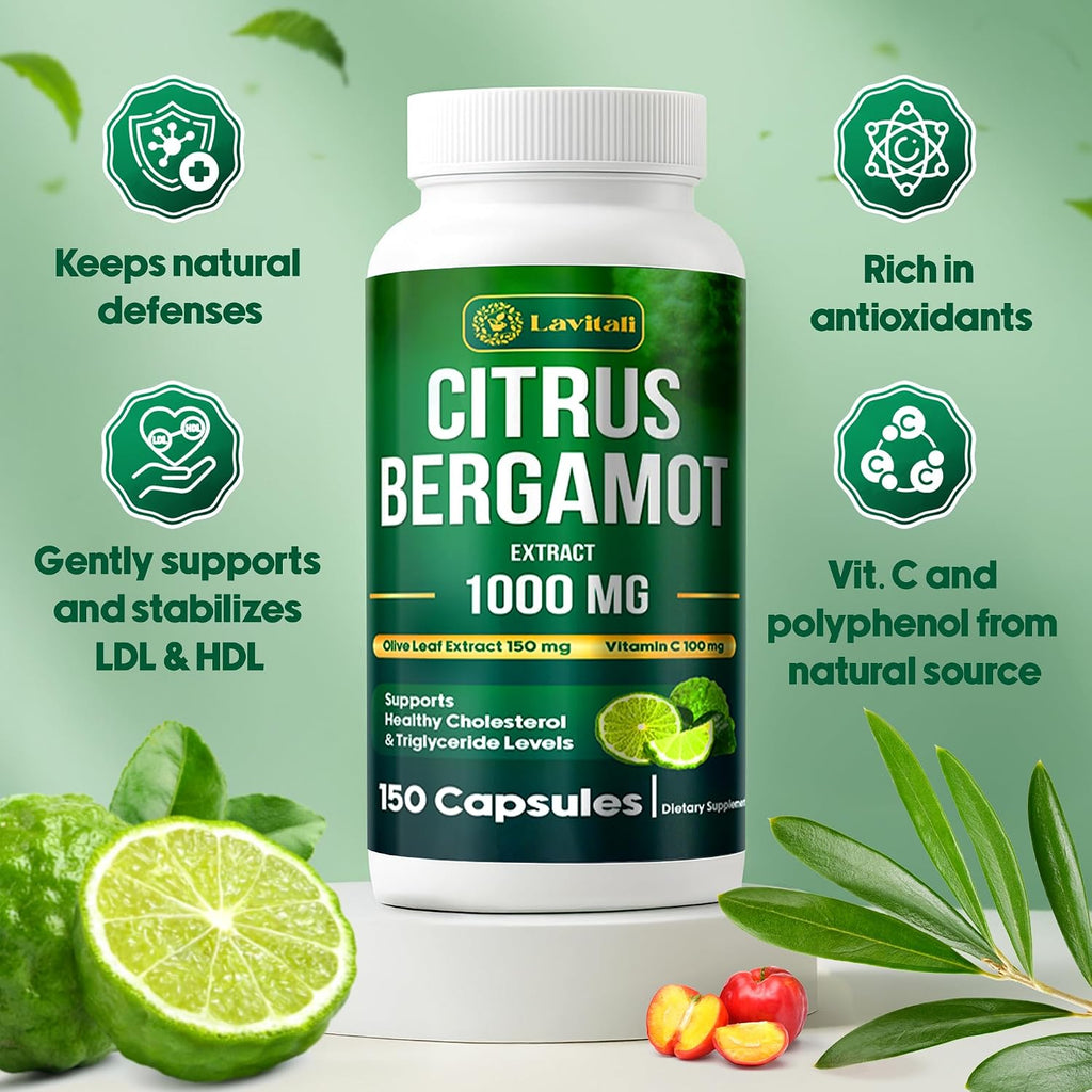 Extracto Concentrado de Bergamota Cítrica 25x, 1000mg por Dosis, 150 Cápsulas Vegetales - LaVitali